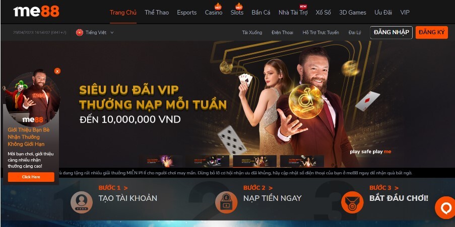 Người chơi cần truy cập vào đường link chính thống Me88